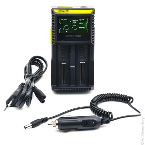 Chargeur Li-ion/Lifepo4/NiMH NITECORE D2 pour 2 accus 18650/18350/16340/ 26650/14500... - Chargeur de pile | AllBatteries