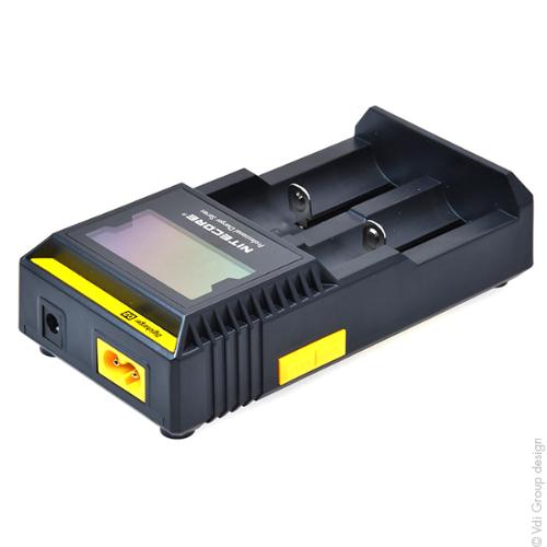Chargeur Li-ion/Lifepo4/NiMH NITECORE D2 pour 2 accus 18650/18350/16340/ 26650/14500... - Chargeur de pile | AllBatteries Chargeur Li-ion/Lifepo4/NiMH NITECORE D2 pour 2 accus 18650/18350/16340/ 26650/14500... - Chargeur de pile | AllBatteries